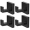 PMMASTO Towel Hooks, Bathroom Wall Mount Towel Holder, Coat Hook Robe Hook Stainless Steel Heavy Duty Door Hanger,Black Wall Hooks for Kitchen, Bedroom,Hotel,Pool (4PC, Black)