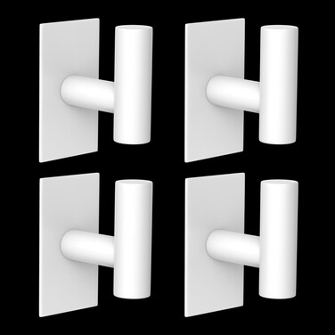 VAEHOLD Wall Towel Hooks, Heavy Duty Sticky Holder Waterproof Towel Hooks for Hanging Coat, Clothes, Closet Hook Wall Mount for Kitchen (White, Adhesive 4 Pack)