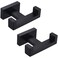 Angle Simple Bathroom Towel Hooks, Stainless Steel Shower Double Robe Coat Hooks for Wall, Matte Black, 2 Pack