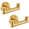 Angle Simple Towel Double Hook Brushed Gold 2 PCS, SUS304 Stainless Steel Bathroom Hand Towel Holder, Double Robe Hook, Wall Mount