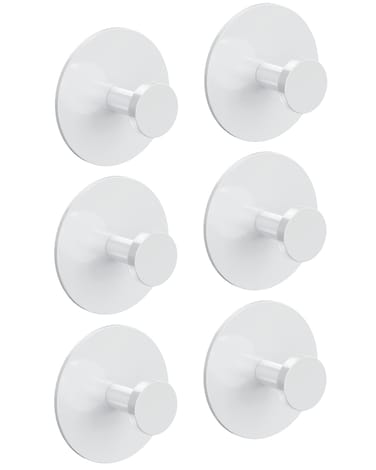 bussdis Adhesive Wall Hook for Coat and Towel: Extra Sticky 12 LB (Max), Stainless Coat Rack Door Holder Hanger, White 6-Pack Heavy Duty