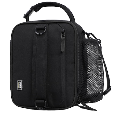 MIER Expandable Lunch Bag Insulated Lunch Box for Men to Work Travel Portable Lunchbox Bags with Shoulder Strap and Water Bottle Holder, Black