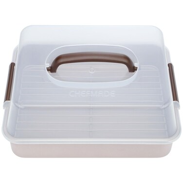 CHEFMADE Roasting Pan with Rack, 13-Inch Non-Stick Rectangular Deep Dish Oven-BBQ Bakeware for Oven Baking 9" x 13" x 2.4" (Champagne Gold)