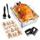 Roasting Pan with Rack for Turkey Chicken (7 Pcs), Joyfair Stainless Steel Roaster Pan Set, Deep Rectangular Lasagna Bakeware &amp; Cooling Flat Rack/V-rack, Heavy Duty &amp; Dishwasher Safe (Small)