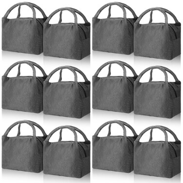 Chunful 12 Pcs Lunch Bags Bulk Insulated Reusable Lunch Bags Pouch with Aluminum for Women Adult School Office Work Employees(Gray)