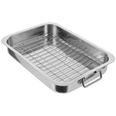 Stainless Steel Roasting Pan with Rack,Deep Baking Pans Turkey Roaster with Rack,Large Oven Roaster Tray for Baking Turkey, Chicken, and Veggies