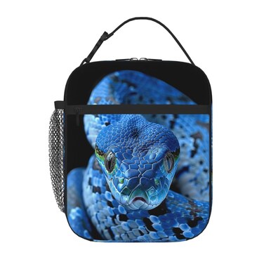 SARA NELL Snake Lunch Box Cool Blue Snake Lunch Bag Insulated Reusable Portable Lunch Tote Cooler Bag for Women Men Teens Kids, Office Work School Travel Lunchbox