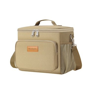 Macadamla Weinas Insulated Lunch Bag for Women/Men,Reusable Lunch Box Cooler Tote Bag for Adult,Collapsible Leakproof Lunch Bag with Adjustable Shoulder Strap for Work Office Picnic Beach Khaki S