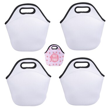 WACAR Sublimation Blanks Neoprene Lunch Bag, Reusable Insulated Lunch Box, Carry Case Handbags with Zipper