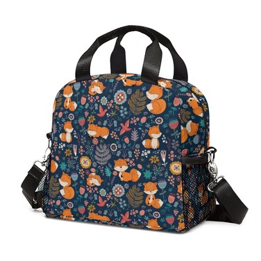 VIELEGELD Foxes Lunch Bag, Reusable Lunch Box Insulated Meal Tote for Kids Women Men Cooler Bag with Shoulder Strap, Durability of Lunch Tote for Work School Picnic, Foxes&acirc;&euro;&brvbar;