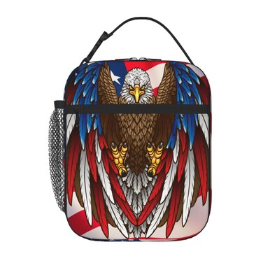 SARA NELL American Flag Lunch Box Merica Cool Bald Eagle Lunch Bag Insulated Reusable Portable Lunch Tote Cooler Bag for Women Men Teens Kids, Office Work School Travel Lunchbox