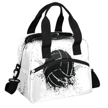 QsirBC Cool Volleyball Lunch Box Tote Insulated Lunch Bag with Adjustable Extended Shoulder Strap Meal Prep Organizer with Zipper for Women Men Work Picnic