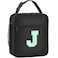 SANBADA Initial Insulated Lunch Bag, Lunch Box with Initial Letter Patch for Teen Adult, Reusable Lunch Bag for Men Women, Ideal Back to School Gift Birthday Gift, Blue J