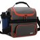 MIER 2 Compartment Lunch Bag Tote with Shoulder Strap for Men and Women Insulated Leakproof Cooler Bag, Grey/Orange