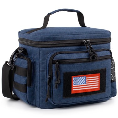 ATRIPACK Lunch Box for Men, Tactical Lunch Bag MOLLE Webbing Leakproof Insulated Lunch Cooler Women Adult Meal with Adjustable Shoulder Strap Lunch Pail (Blue)