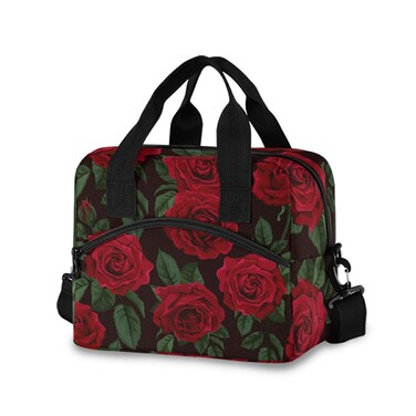 ALAZA Red Rose Flower Floral Insulated Lunch Box Reusable Cooler Bags with Shoulder Strap for Women Men Adults, 19-Can (12.5L)