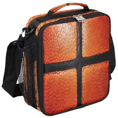 ADTASU Basketball Lunch Box Kids, Insulated Lunch Bag Boys, Reusable Portable Lunch Bags Lunchbox with Adjustable Shoulder Strap and Water Bottle Holder for Work School Travel