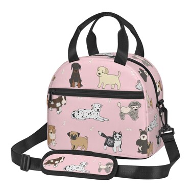 Cute Dogs Animals Lunch Bag Cartoon Pets Reusable Insulated Lunch Tote Bag Lunchbox Container With Adjustable Shoulder Strap For Office Work School Picnic Travel