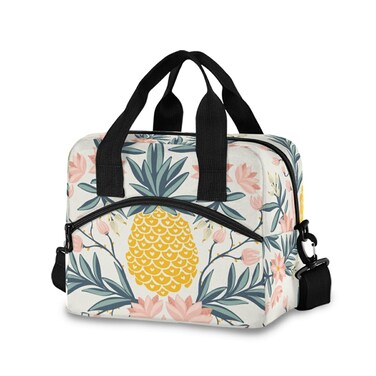 ALAZA Tropical Vintage Pineapple Floral Insulated Lunch Box Reusable Cooler Bags with Shoulder Strap for Women Men Adults, 19-Can (12.5L)