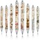 Ireer 8 Pcs Ballpoint Pens for Women 1.00 mm Cute Writing Pens Black Ink Fancy Pens Fine Point Smooth Writing Pens for Journaling, Aesthetic Office Supplies(Vintage)