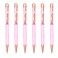 Gullor 6 Pieces Black Ink Pens Four-leaf clover crystal pen Medium Point Ballpoint Pens, Pink