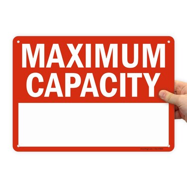 SmartSign - S-0297-Pl-14 "Maximum Capacity __" Write-On Sign   10" x 14" Plastic Black/Red on White