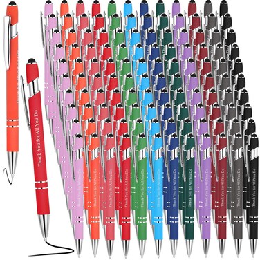 Seajan 60 Pcs Employee Appreciation Gift Pen Bulk Thank You for All You Do Ballpoint Pen 2 in 1 Stylus Pen Funny Touch Screen Gift Pen for Men Women Coworker Volunteer Teacher Student