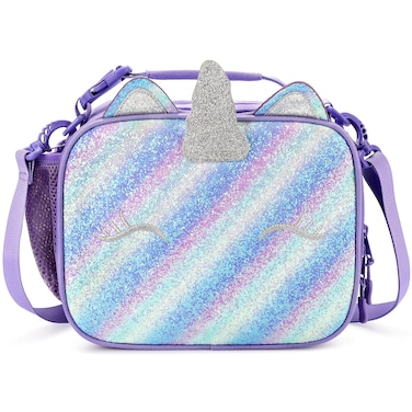 mibasies Kids Insulated Lunch Box for Girls Rainbow Unicorn Lunch Bag for School (Mermaid)