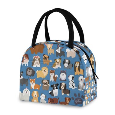 ZZKKO Dog Puppy Lunch Bag Box Tote Organizer Lunch Container Insulated Zipper Meal Prep Cooler Handbag For Women Men Home School Office Outdoor Use