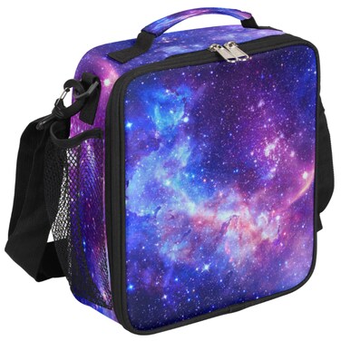TropicalLife Galaxy Reusable Insulated Lunch Box With Adjustable Shoulder Strap, Boys Girls Tote Bag for School Office Work Picnic Beach Hiking