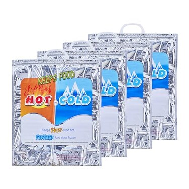 Superio Hot and Cold Insulated Bags for Food Delivery, Grocery Shopping Bags, Food Storage for Hot and Frozen Food for Travel, Disposable Cooler Bag, Reinforced Thermal Lunch Bag (4, 16"x5.5"x19")