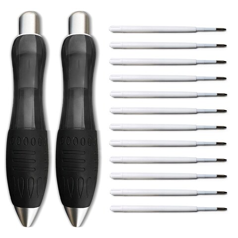 lyforx 14pcs Big Fat Pens Aids Writing For Tremor, Arthritis, Parkinson, Handicap, Carpal Tunnel Large Wide Grip Pens Black (2 Pens + 6 Black Refills + 6 Blue Refills)