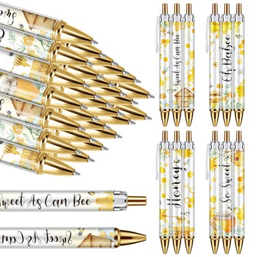 Chuangdi 24 Pcs Baby Shower Ballpoint Pens Favors Bulk Retractable Ballpoint Pen Black Ink with Baby Shower Gifts for Guests School Supply(Bee)