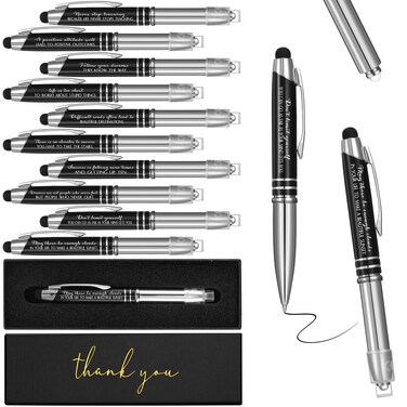 Kosiz 10 Pcs Employee Appreciation Gift Bulk Thank You Ballpoint Pen with LED Light with 10 Boxes Valentine's Day gift for Teacher Student Coworker Team Supplies(Awesome)