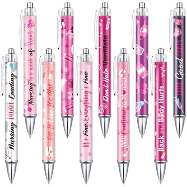 10 Pcs Nurse Ballpoint Pens Lovely Cartoon Nurse Pens Cute Retractable Nursing Pens Funny Ink Ballpoint Pens for Medical Assistants Students Workers Office Nurse Appreciation Gifts (Modern Style)