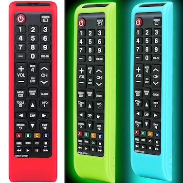 3 Pack Remote case for Samsung TV Controller, Silicone Remote Cover for BN59-01199F Samsung Remote Control, Smart TV Remote Skin Sleeve Glow in The Dark Green Sky Red