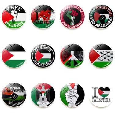 12 Pcs Palestine Flag Refrigerator Magnet Sticker Crystal Glass Magnetic Sticker Flexible Magnet Sticker for Truck Car Fridge Locker whiteboard