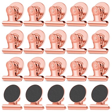 WUDIME 20 Pack Refrigerator Magnets Fridge Magnets, Rose Gold Magnetic Clips Whiteboard Magnets, Magnet Clips Heavy Duty for Photo Displays, Home, Office, Classroom
