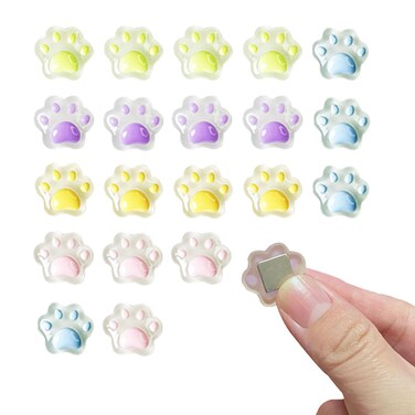 KEYDUACU 20 PCS 3D Cute Fridge Magnet Cat Footprint Fridge Magnet Strong Magnetic Decorative Fridge Magnet for Kitchen Office Whiteboard Storage Cabinet and Dishwasher (Small)