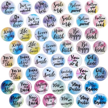 Inspirational Magnets Watercolor Round Motivational Magnets Inspirational Quote Refrigerator Magnets Cute Magnets with Quotes Encouragement Magnets for Locker Whiteboard(Classic Style,48 Pieces)