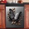 Generic Stainless Steel Flower Butterfly Dishwasher Magnet Decorative Cover, Silver Stainless Steel Design Refrigerator Panel Decal, Vinyl Magnet Appliance Sticker 23x26 Inch Magnetic