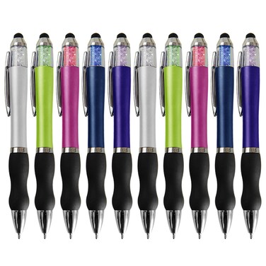 MiSiBao Ballpoint Writing Pens,14 pack (10 count+4 refills) with Stylus Tips 1mm Medium Point Pen Black Ink Pen Stylus Pens for iPads