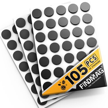 105 Pcs Round Magnets with Adhesive Backing, Flexible Self Adhesive Magnets for Crafts, Small Sticky Magnetic Dots for Hanging &amp; Organizing Light Objects, Magnets for Whiteboard, Fridge, DIY