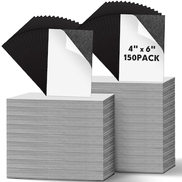 Macarrie 150 Pcs 4 x 6 Adhesive Magnetic Sheets Cuttable Magnetic Sheets with Adhesive Backing Magnetic Paper Magnet Stickers Flexible Peel and Stick Magnets for Picture Crafts Die Storage Photos