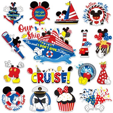 16PCS Cruise Door Magnet Decorations, Reflective Captain Mouse Cruise Door Decor Cute Summer Life Mouse Cruise Magnetic Stickers Decal for Cars Refrigerator Carnival Cruise Ship Birthday Holiday Party