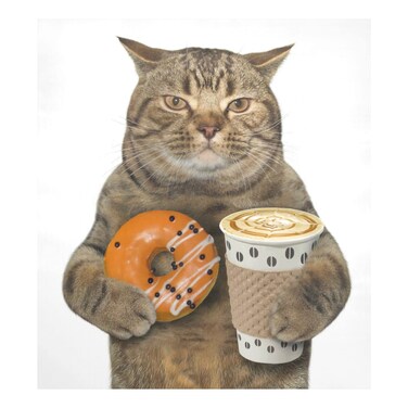 Naanle Dishwasher Magnet Cover Cat Drinks Coffee Front Dishwasher Cover Magnetic Home Cabinet Decals Appliances Stickers Refrigerator Decorative Cover 23" x 26