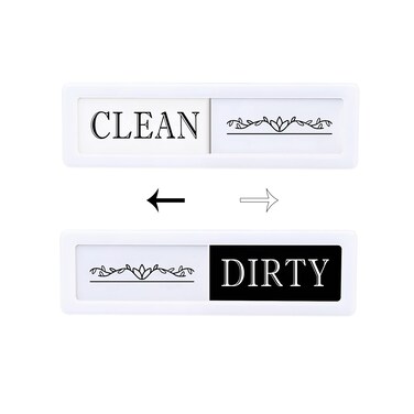 MOONOON Clean Dirty Magnet for Dishwasher, Dirty Clean Dishwasher Magnet Sign for Kitchen Laundry Room, Slide Slider to Show Dishes/Washing Machine Clean or Dirty/Refrigerator Magnet (White)