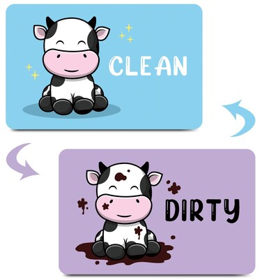 HSSPIRITZ Funny Cute Cow Cartoon Clean Dirty Dishwasher Magnet,Universal Kitchen Flip Sign Indicator,Refrigerator Dish Washer Laundry Accessories Decor Magnet for Mother's Day (Cow)