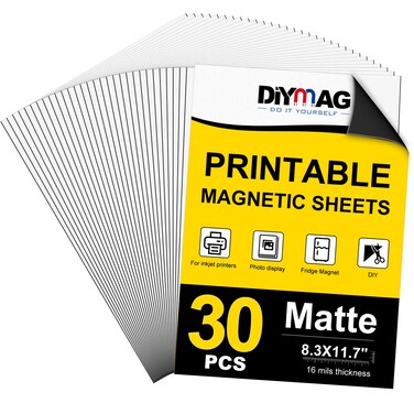 DIYMAG 30Pcs Printable Magnetic Sheets, 8.3x11.7inch Flexible Magnet Sheets Matte Magnet Paper Non Adhesive Make Refrigerator Photo for Inkjet Printer, Photo Magnet Sheet for DIY Crafts