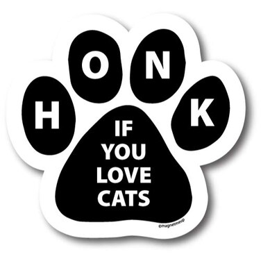 Magnet Me Up Honk If You Love Cats Pawprint Magnet Decal, 5 Inch, Heavy Duty Automotive Magnet for Car, Truck, SUV, Mailboxes, Refrigerator, or Any Other Magnetic Surface, Made in USA